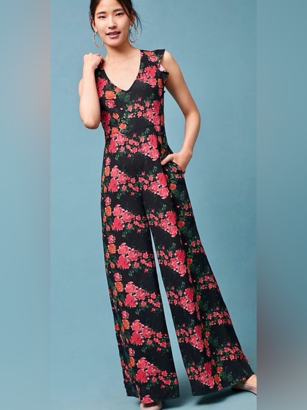 Anthropologie Laurette Floral V-Neck Jumpsuit by Tracy Reese Retail $198. A-2